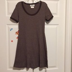 Basics Round Neckline T-Shirt Dress with Cardigan